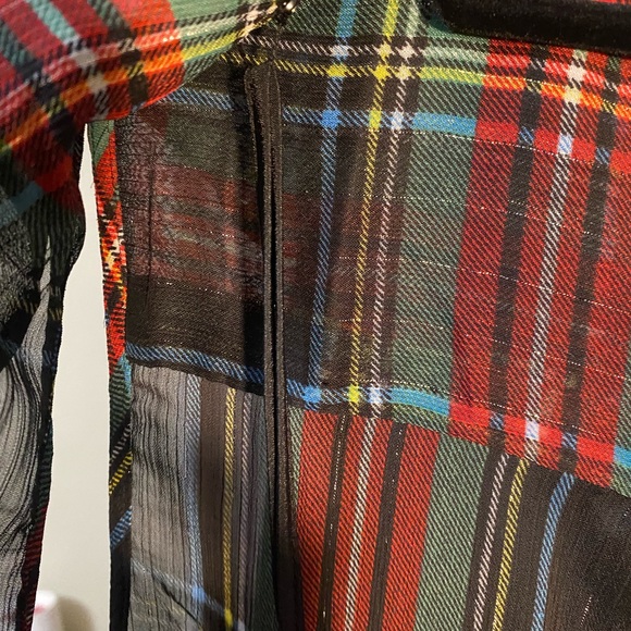 J Crew Sleeveless Ruffle-Collar Top in Black Stewart Tartan - Picture 6 of 8